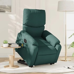 3204866 vidaXL Fotoliu electric masaj rabatabil / ridicare verde închis textil