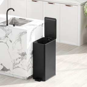 HOMCOM Coș de gunoi 20L cu închidere lentă și recipient detașabil, din oțel și PP, 21,5x37,2x57 cm, negru | Aosom Romania