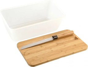 Cutie pentru paine cu taietor si cutit 3in1 Kesper 58480, Bambus, Mat