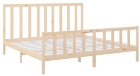 Cadru de pat, Super King 6FT, 180x200 cm, lemn masiv de pin Maro, 180 x 200 cm