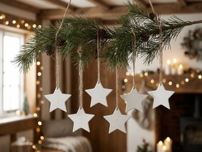 Decoratiune ceramica pentru Craciun CLAY STAR 8 cm, alba