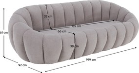 Canapea cu 3 locuri de lux, gri deschis, TEKVIO