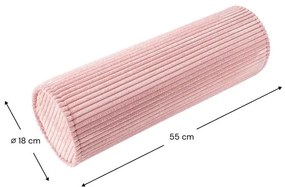 Pernă decorativă pentru copii roz cu tapițerie din catifea reiată Roll – Wigiwama