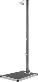 vidaXL Duș de grădină cu bază gri, 220 cm, oțel inoxidabil