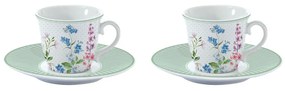 Set porțelan 2 cești și farfurii 80ml Floraison