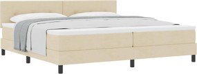 vidaXL Pat cu arcuri cu saltea cu headboard Crem 200 x 200 cm țesătură