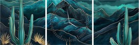Tablou - Noapte turcoaz (cu ceas) (90x30 cm)