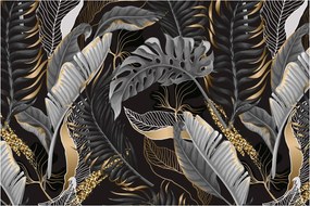 Tablou - Frunze tropicale, Galben - auriu (90x60 cm)