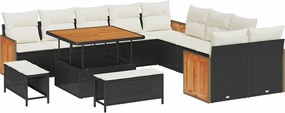 vidaXL Set de canapele pentru grădină 17 pcs Negru și Crem poliratan