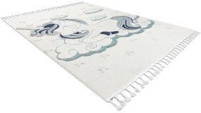 Covor YOYO GD49 alb / gri - Inorog pentru copii, structural, senzorial Franjuri