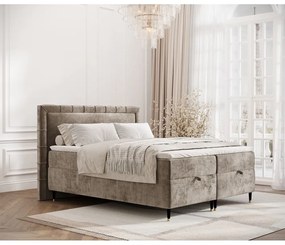 Pat boxspring bej cu spațiu de depozitare 180x200 cm Voyage – Maison de Rêve