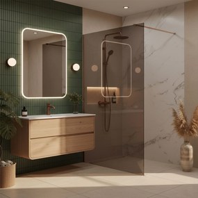 Paravan de dus Rea Flexi Brown / Brush Copper 120