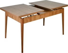 Set masa extensibila cu 6 scaune tapitate Homs nuc/bej 170 x 80 cm picioare lemn  