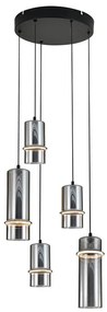 Lustra cu 5 pendule LED, SMOKE GLASS-BLACK, ZB-2535