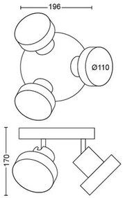 Spot LED BUKKO 3xLED/4,5W/230V Philips 50603/31/P0