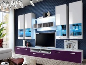 Mobilier living Aston 2 (alb + violet) (cu iluminat). 611006