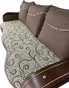 Canapea DIANA extensibila, 3 locuri, cu lada de depozitare, stofa gri cu negru , 220x100x80 Maro + Crem