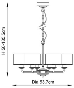 Lustră pe lanț Endon 94381 HIGHCLERE 6xE14/28W/230V gri/crom lucios