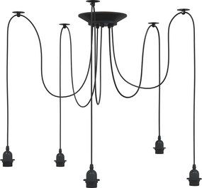 vidaXL Lampă suspendată cu 5 suporturi E27 metal negru