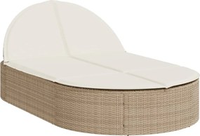 vidaXL Șezlong dublu cu perne, bej, poliratan