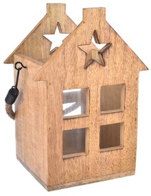 Felinar din lemn de mango 4Home Shining Star, 18 x 15 x 25 cm