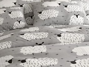 Lenjerie de pat din bumbac SHEEP POLY gri Dimensiune lenjerie de pat: 2 buc 70 x 90 cm | 200 x 220 cm