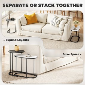 HOMCOM Set 2 Măsuțe de Cafea Suprapuse cu Cadru Metalic pentru Sufragerie și Birou, Gri și Alb | Aosom Romania