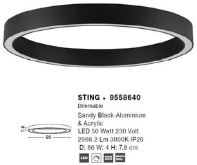 Lustra/Plafoniera LED design slim circular STING Black 80cm