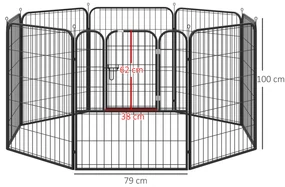 PawHut Tarc Modular Metalic pentru Animale, Flexibil și Ușor de Configurat, Dimensiuni 79x100 cm, Negru | Aosom România