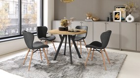 Mazzoni ALDO Stejar Artisan/picioare negre - MASĂ ROTUNDĂ STIL LOFT PENTRU SALON/SUFRAGERIE EXTENSIBILĂ CU PICIOARE ÎN FORMĂ DE "Y"