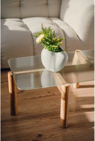 Măsuță de cafea în culoare naturală cu blat din sticlă 55x105 cm Kob – noo.ma