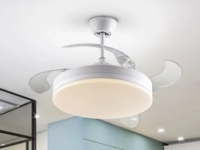 Lustra LED cu Ventilator si telecomanda, lame retractabile Vento alb