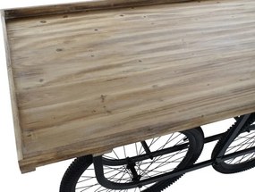 Masă consolă industrială vintage din lemn cu structură din metal și roți de bicicletă, 160×80×75 cm, „Market"