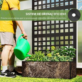 Outsunny Jardinieră cu spalier, paravan de intimitate, pat ridicat pentru grădină din oțel galvanizat, pentru plante cățărătoare, 89x40x178cm, negru | Aosom Romania