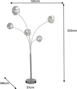 Lampa de podea moderna cu 5 globuri sticla aurie LIQUID DIAMOND