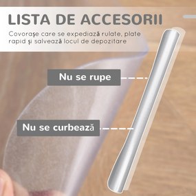 HOMCOM Covor de Protecție pentru Podea, Covoraș pentru Scaun Birou Anti-alunecare din Plastic pentru Podea, 90x120 cm, Transaprent | Aosom Romania