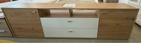 PRODUS RESIGILAT - Comoda TV CLEVELAND, stejar/alb, PAL, 220x42x62 cm