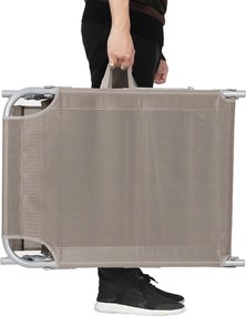 Șezlong de grădină LAGUNA cu copertină reglabilă, 193x59x30cm, maro-gri (taupe) SongmicsHome