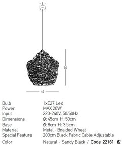 Lustra design natural din ratan Vendo natur 45cm