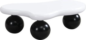 Masă de cafea în stil de nor, cu iluminare LED și design cu picioare rotunde, 95x62,5x32 cm, Alb+Negru