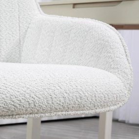 HOMCOM Scaun de Birou din Material Textil cu Înălțime Reglabilă, Scaun de Birou Pivotant cu Cotiere și Rotile, 58x58x83-93 cm, Alb | Aosom Romania