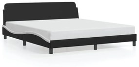 373243 vidaXL Cadru de pat cu tăblie negru și alb 180x200cm piele artificială
