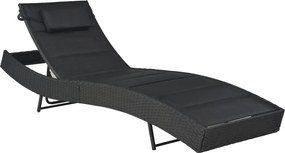 vidaXL Șezlong, negru, poliratan și textilenă