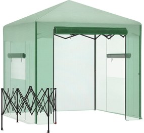 Outsunny Seră Seră Seră cu Ușă și Fereastră Rulante PE Oțel Verde Închis 238 x 178 x 240 cm | Aosom Romania