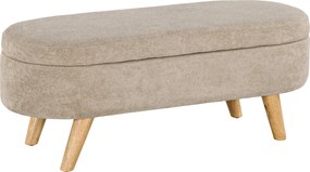 HOMCOM Bancă cu Spațiu de Depozitare Ascuns, Bancă Tapițată cu Picioare din Lemn și Poliester, 110x40x43 cm, Bej | Aosom Romania