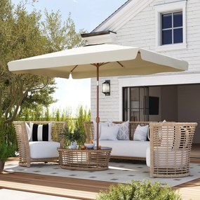 Outsunny Umbrelă de Grădină 2x3 m Înclinabilă cu Deschidere cu Manivelă, Ventilare și Margini Plisate, Anti UV 50+, Aluminiu și Poliester 180 g/㎡, Bej | Aosom Romania