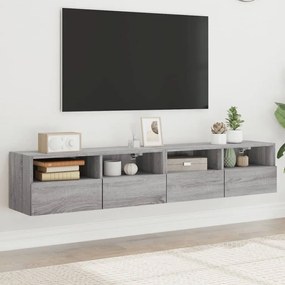 vidaXL Comode TV de perete, 2 buc., gri sonoma, 80x30x30 cm, lemn