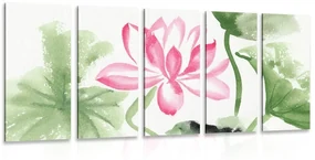 Tablou 5-piese floare lotus de acuarelă