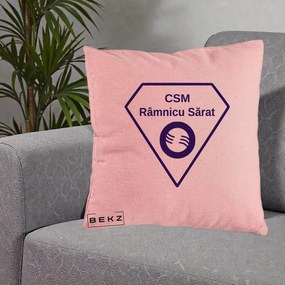 Perna Personalizata CSM Ramnicu Sarat Fotbal, 40x40 cm, Roz, Husa Detasabila, Perna Inclusa, BEKZ®