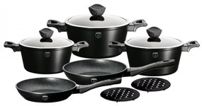 Set oale si tigai marmorate (10 piese) din aluminiu forjat Ebony Dark Gray Collection Berlinger Haus BH 1535